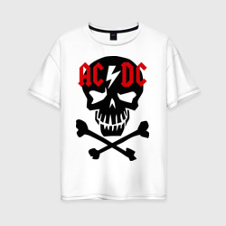 Женская футболка хлопок Oversize ACDC skull