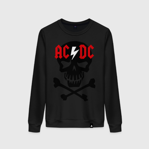 Женский свитшот хлопок ACDC skull, цвет черный