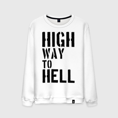 Мужской свитшот хлопок High way to hell, цвет белый