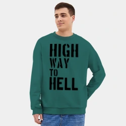 Мужской свитшот oversize без начеса хлопок High way to hell - фото 2