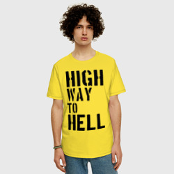 Мужская футболка хлопок Oversize High way to hell - фото 2