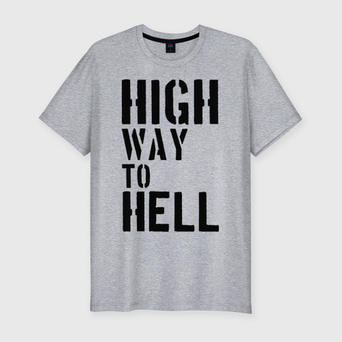 Мужская футболка хлопок Slim High way to hell, цвет меланж