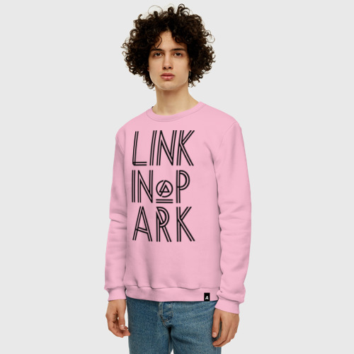 Мужской свитшот хлопок Linkin Park, цвет светло-розовый - фото 3