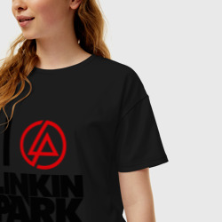 Женская футболка хлопок Oversize Linkin Park - фото 2
