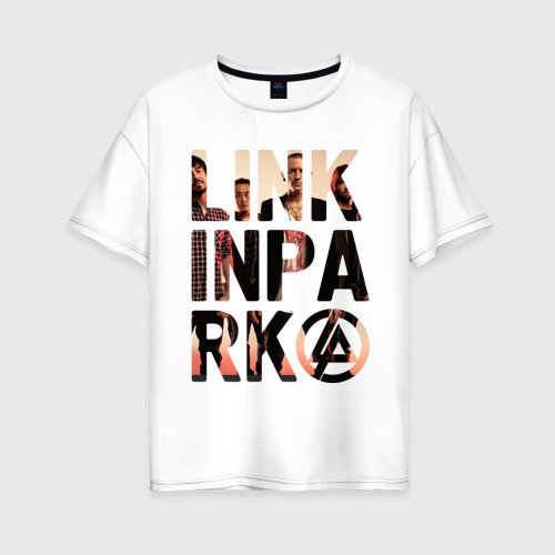 Женская футболка из хлопка оверсайз с принтом Linkin Park, вид спереди №1