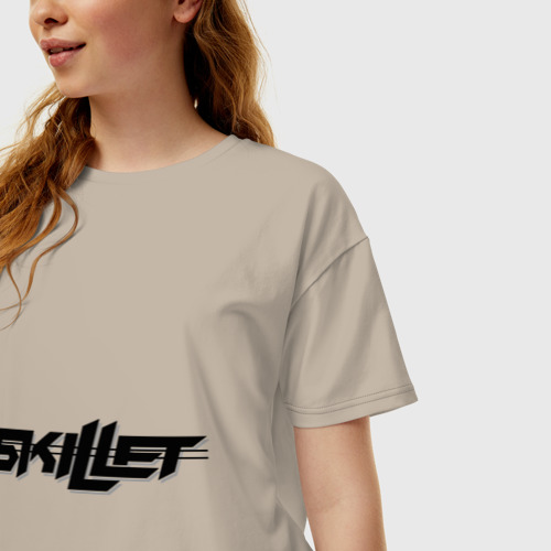 Женская футболка хлопок Oversize Skillet, цвет миндальный - фото 3