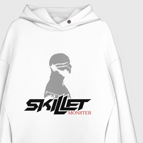 Женское худи Oversize хлопок Skillet monster, цвет белый - фото 3