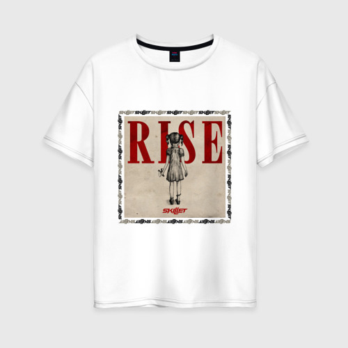 Женская футболка оверсайз из хлопка с принтом Rise Skillet, вид спереди №1