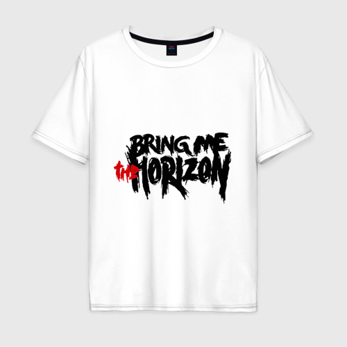 Мужская футболка хлопок Oversize с принтом Bring me the horizon, вид спереди #2