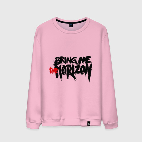 Мужской свитшот хлопок Bring me the horizon, цвет светло-розовый