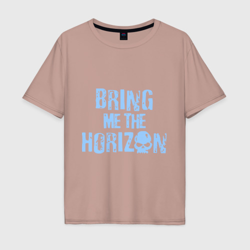 Мужская футболка хлопок Oversize Bring me the horizon череп, цвет пыльно-розовый