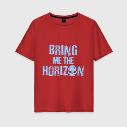 Женская футболка хлопок Oversize Bring me the horizon череп