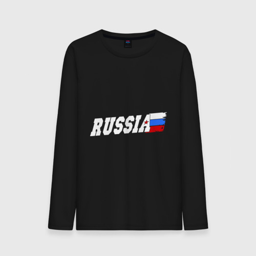Мужской лонгслив хлопок Russia Россия, цвет черный