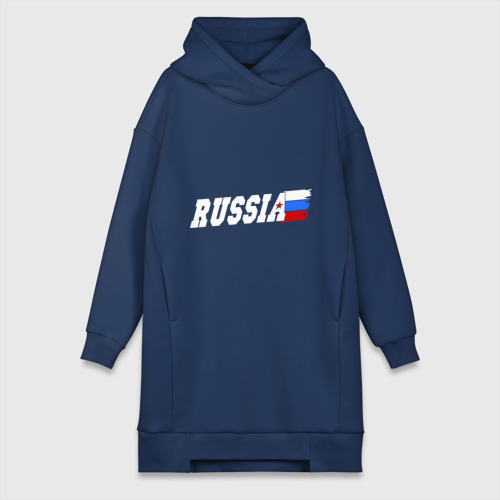 Платье-худи хлопок Russia Россия, цвет темно-синий