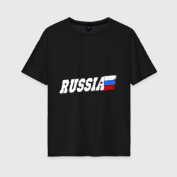 Женская футболка хлопок Oversize Russia Россия