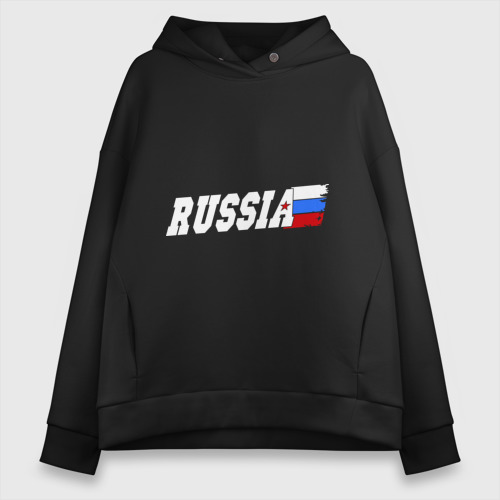 Женское худи Oversize хлопок Russia Россия, цвет черный