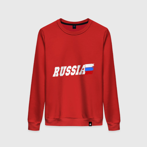 Женский свитшот хлопок Russia Россия, цвет красный