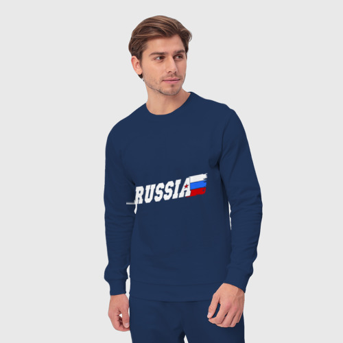 Мужской костюм хлопок Russia Россия, цвет темно-синий - фото 5