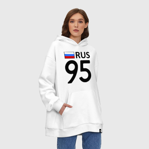 Худи SuperOversize хлопок Чеченская Республика 95, цвет белый - фото 4
