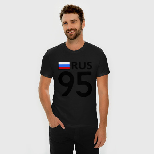 Мужская футболка хлопок Slim Чеченская Республика 95, цвет черный - фото 3