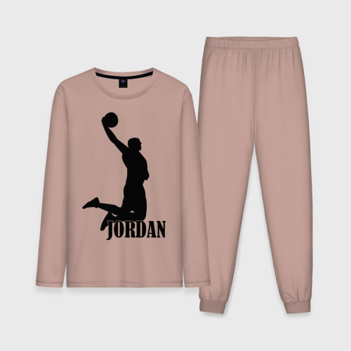 Мужская пижама с лонгсливом хлопок Michael Jordan, цвет пыльно-розовый