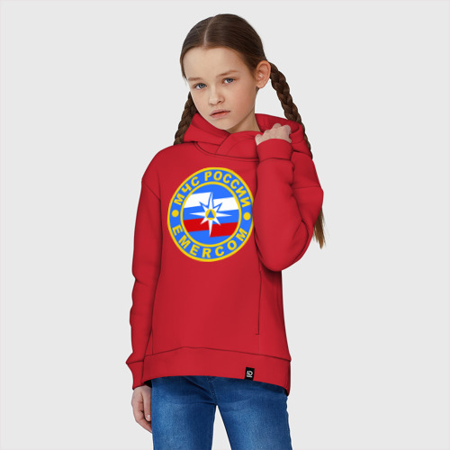 Детское худи Oversize хлопок МЧС России, цвет красный - фото 3