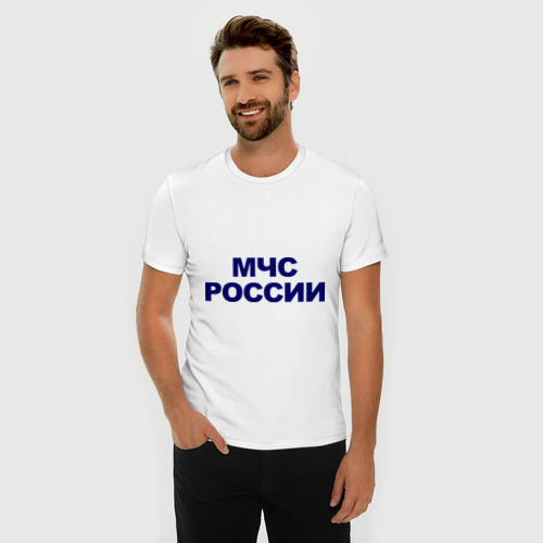 Мужская футболка хлопок Slim МЧС России, цвет белый - фото 3