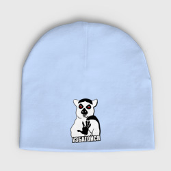 Мужская шапка демисезонная Узбагойся - мем с лемуром