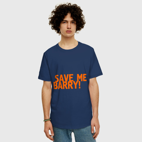 Мужская футболка хлопок Oversize Save me, Barry!, цвет темно-синий - фото 3