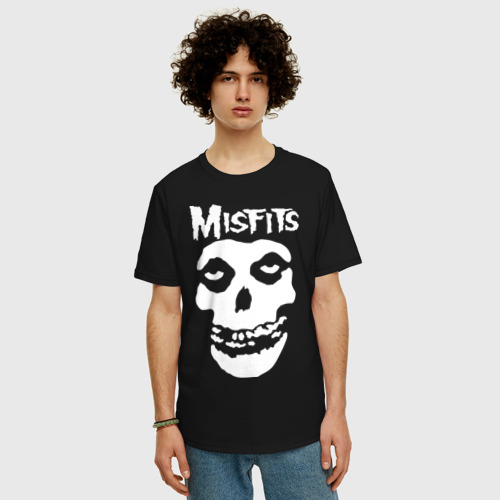 Мужская футболка хлопок Oversize Misfits, цвет черный - фото 3