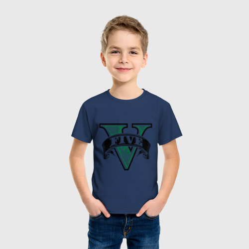 Детская футболка хлопок с принтом GTA logo, фото на моделе #1