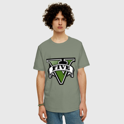 Мужская футболка хлопок Oversize с принтом GTA five, фото на моделе #1