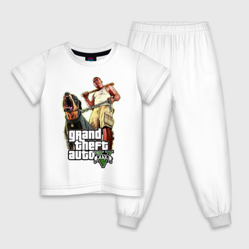 Детская пижама из хлопка с принтом GTA 5, вид спереди №1
