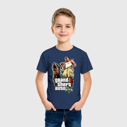 Детская футболка хлопок GTA 5, цвет темно-синий - фото 3