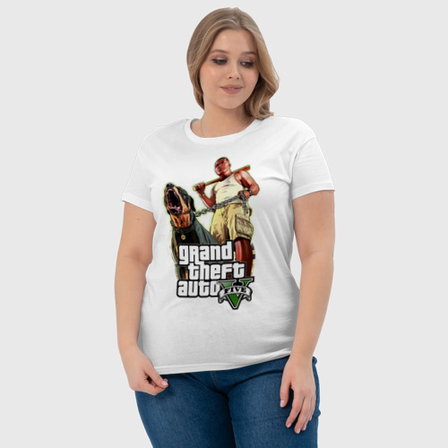 Женская футболка хлопок GTA 5, цвет белый - фото 6
