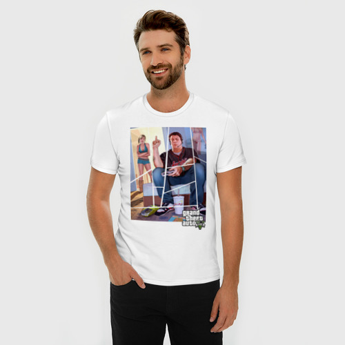 Мужская футболка хлопок Slim GTA V, цвет белый - фото 3