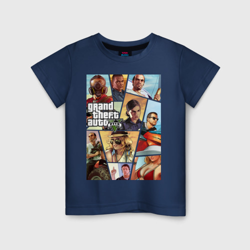 Детская футболка хлопок GTA, цвет темно-синий