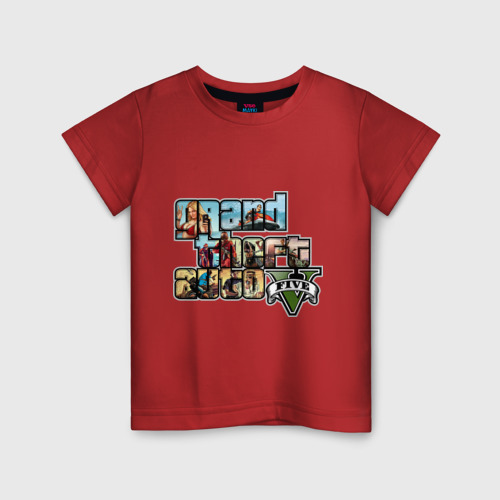 Детская футболка хлопок GTA 5, цвет красный