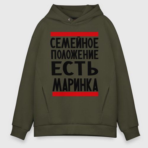 Мужское худи Oversize хлопок Есть маринка, цвет хаки