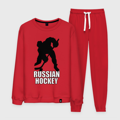 Мужской костюм хлопок Russian hockey Русский хоккей, цвет красный