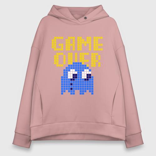 Женское худи Oversize хлопок game over, цвет пыльно-розовый