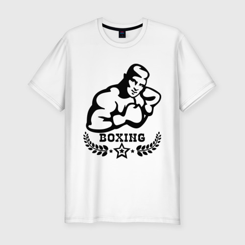 Мужская футболка хлопок Slim Boxing (бокс), цвет белый