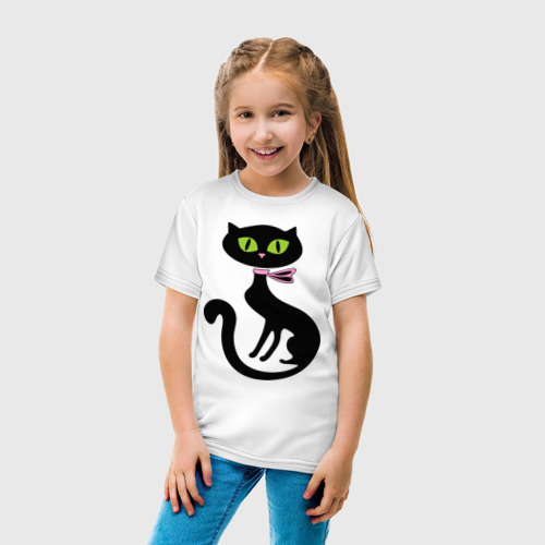 Детская футболка хлопок Милая кошечка, цвет белый - фото 5