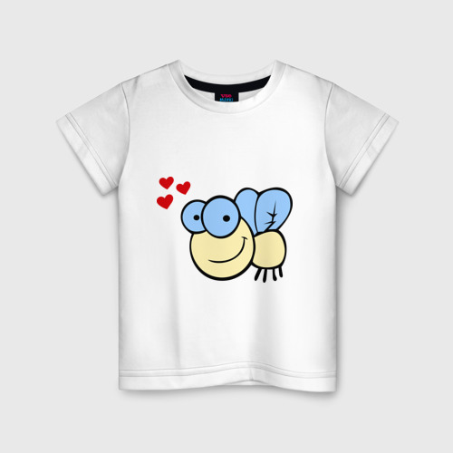 Детская футболка хлопок Влюбленная муха., цвет белый
