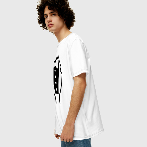 Мужская футболка хлопок Oversize Класcический смокинг, цвет белый - фото 5