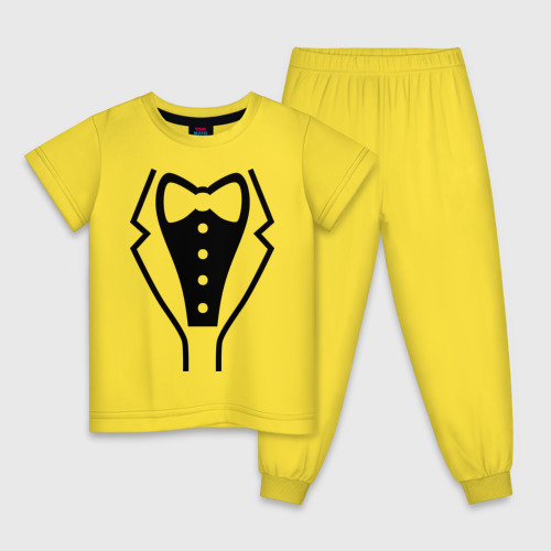 Детская пижама хлопок Класcический смокинг, цвет желтый