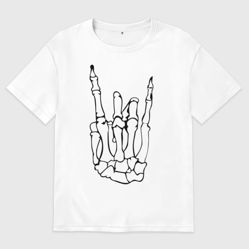 Мужская футболка хлопок Oversize Рок рука скелета