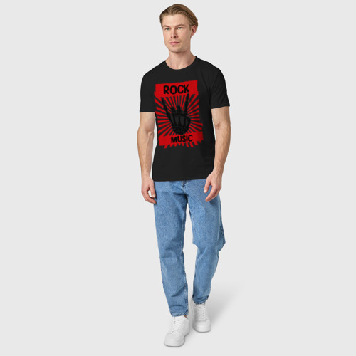 Мужская футболка хлопок Rock music (Рок музыка), цвет черный - фото 5
