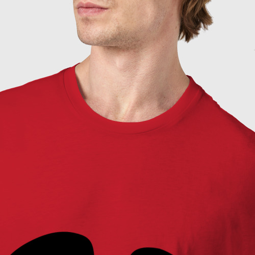 Мужская футболка хлопок Лицо с зашитым ртом растекается, цвет красный - фото 6