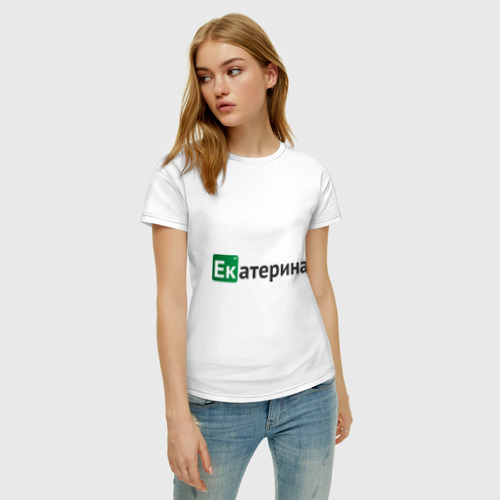 Женская футболка хлопок Екатерина, цвет белый - фото 3